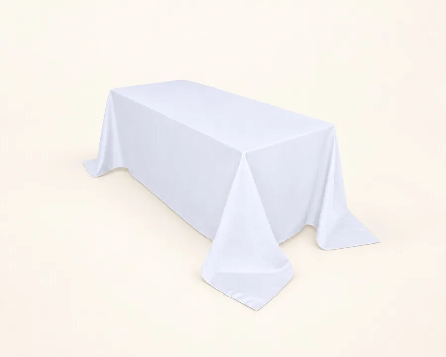 White Polyester Rectangle Tablecloth 90"x132" (6ft table)
