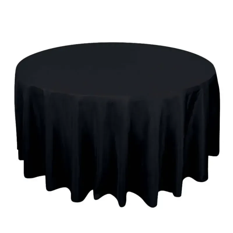 Black Polyester Round Tablecloth 120"
