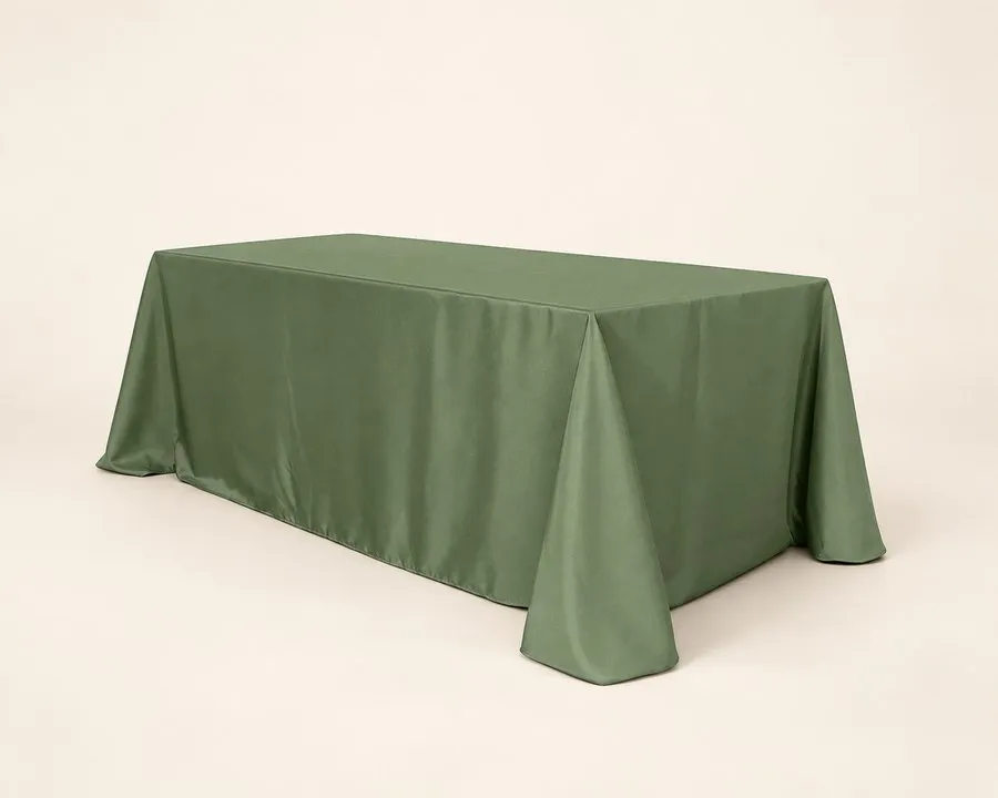 Olive Green Polyester Rectangle Tablecloth 90"x156" (8ft table)