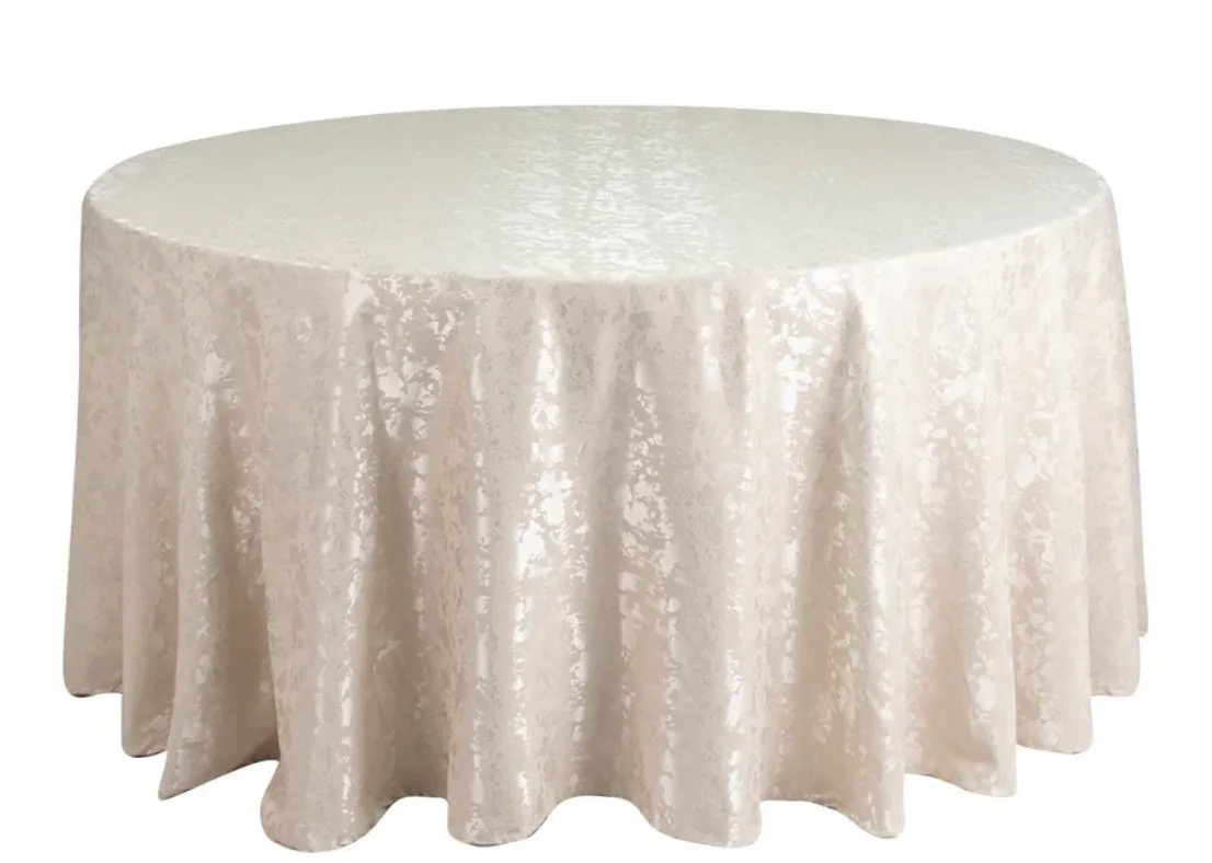 Beige Watercolor Jacquard Tablecloth (120" round)