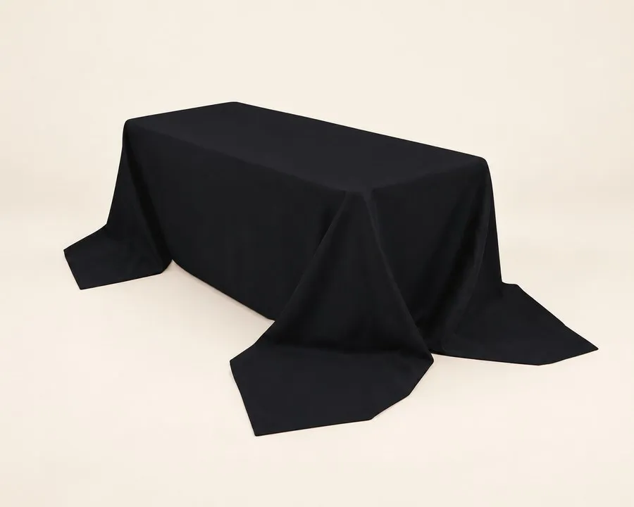 Black Polyester Rectangle Tablecloth 90"x156" (8ft table)
