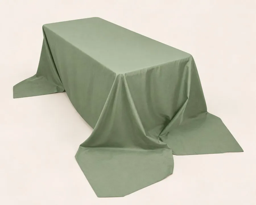 Dusty Sage Green Polyester Tablecloth 90"x156" (8 ft)