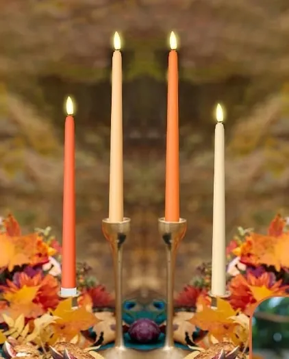 Orange Ombre Flameless Taper Candle Collection 
