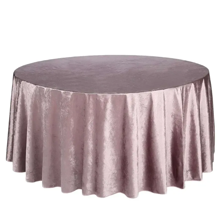 Mauve Velvet Round Tablecloth 120"
