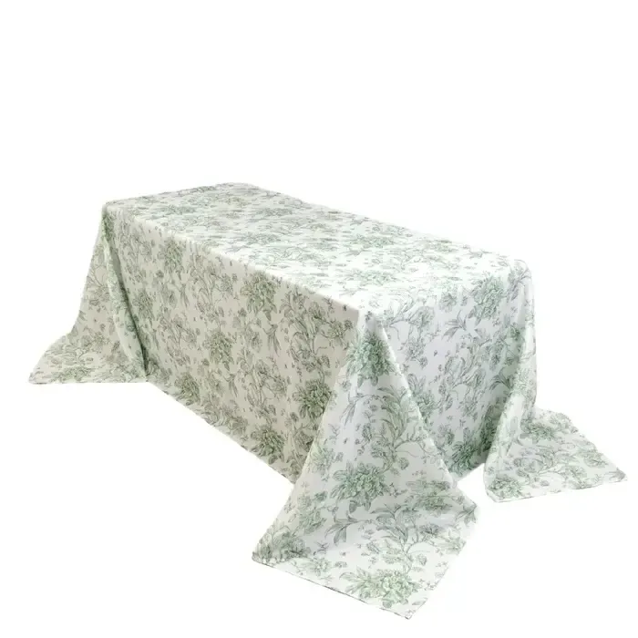 Sage & White Tablecloth 90"x132" (6ft)