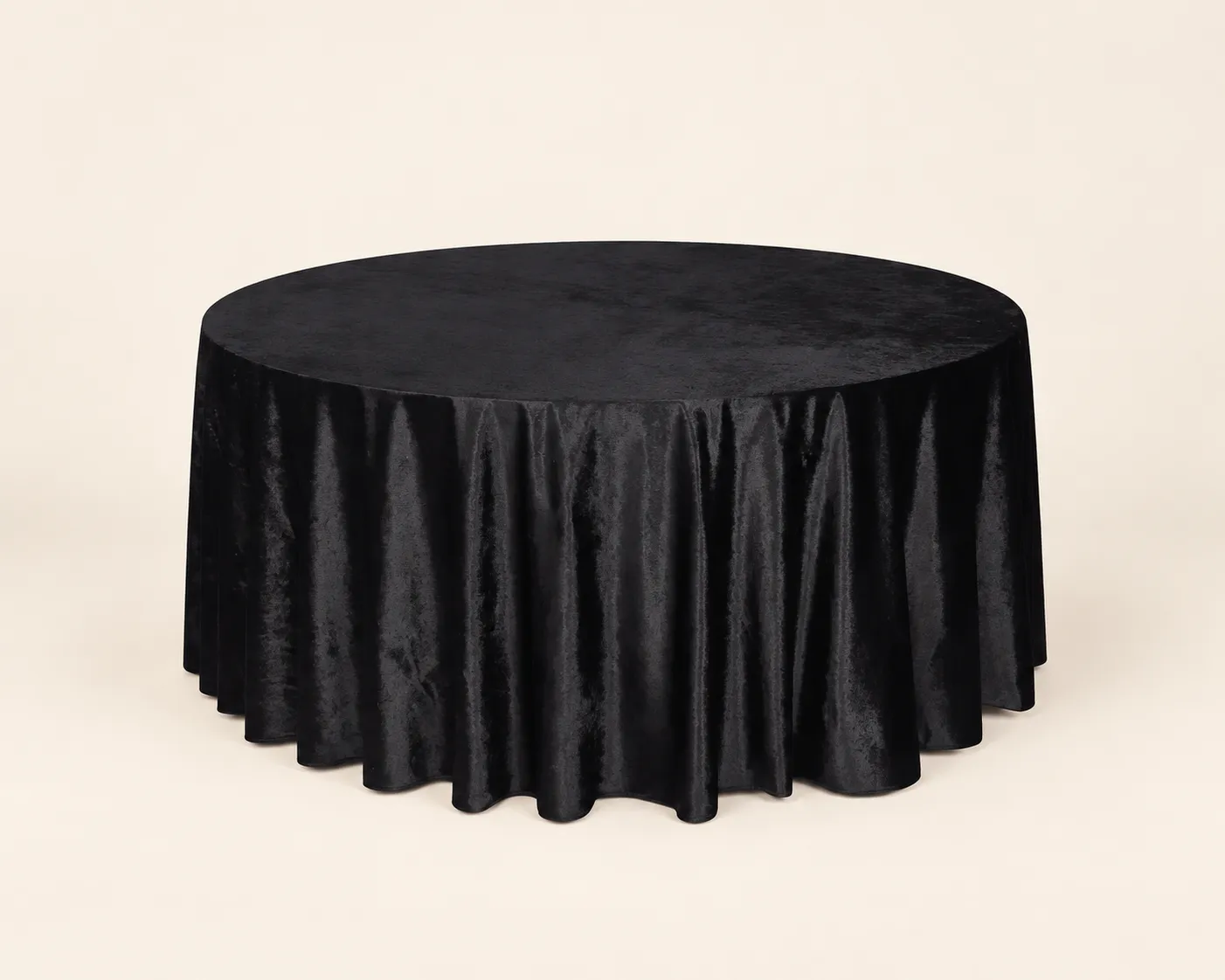 Black Velvet Round Tablecloth 120"