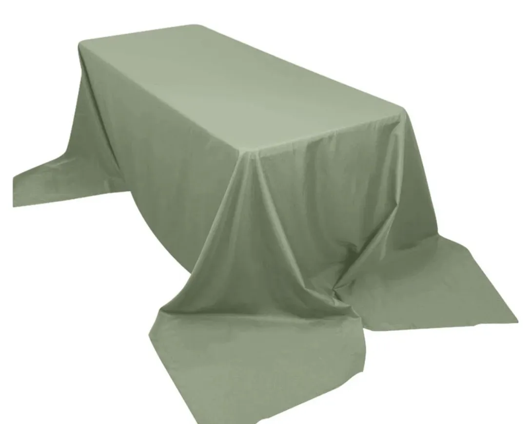 Dusty Sage Green Polyester Tablecloth 90"x156" (8 ft)