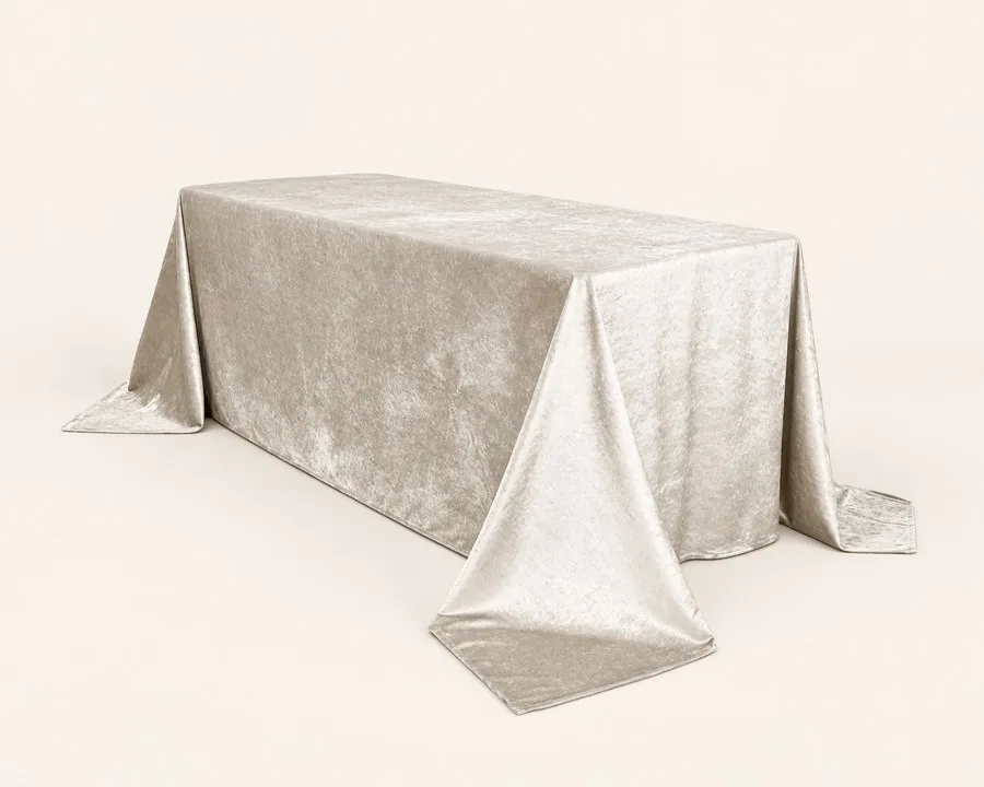 Ivory Velvet Rectangle Tablecloth 90"x156" (8ft)