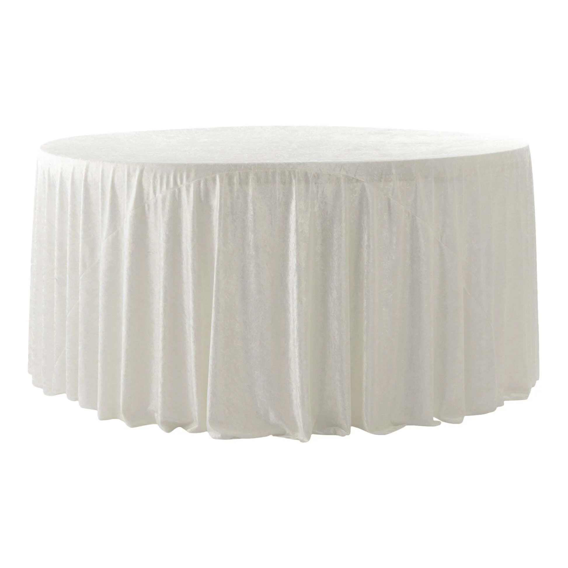 Ivory Velvet Round Tablecloth 132"