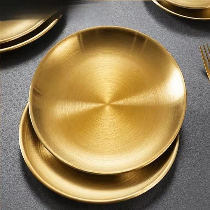 Gold Metal Bread Plate 5"