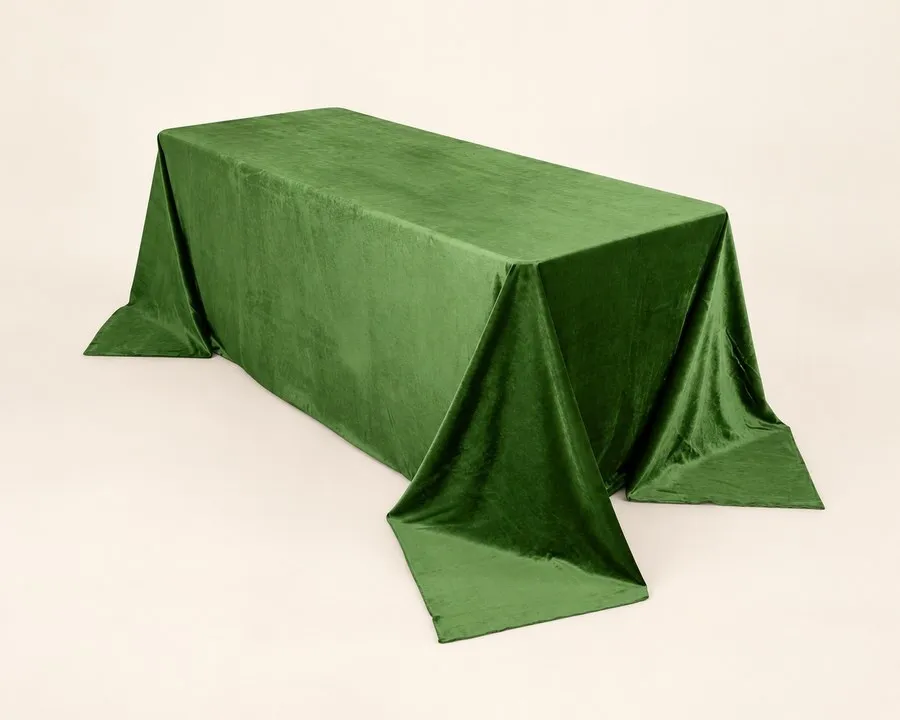 Olive Green Velvet Rectangle Tablecloth 90"x132" (6ft table)