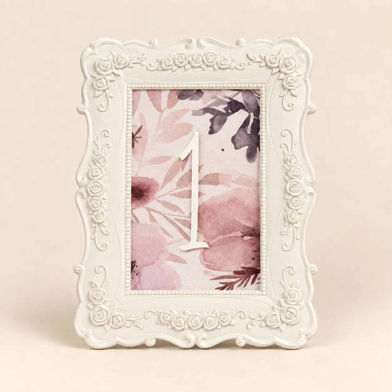 Dreamy Purples White Frame Table Number
