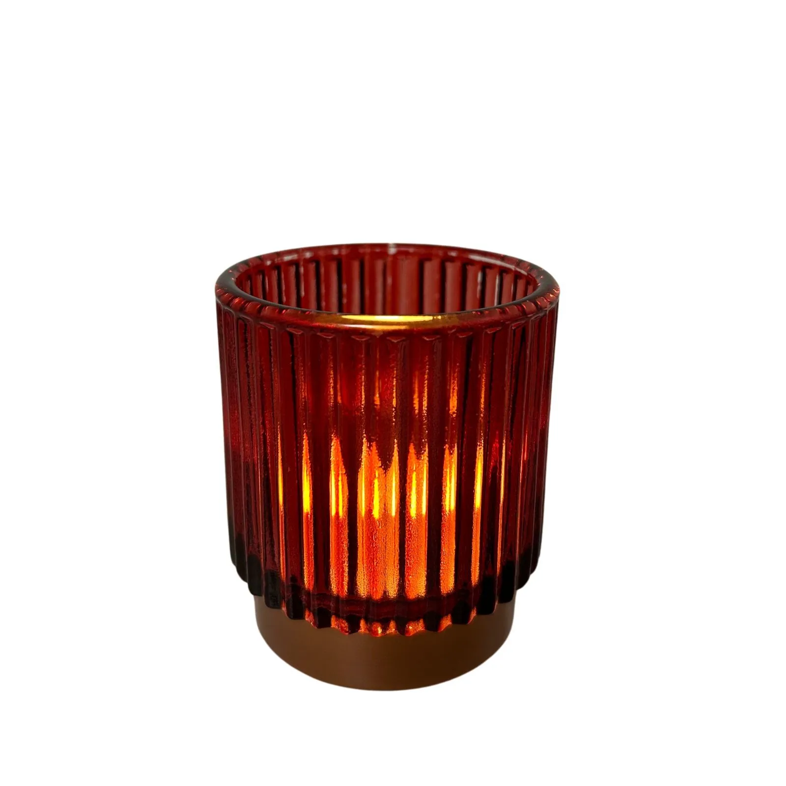 Red Ribbed Votive Candle Holder
