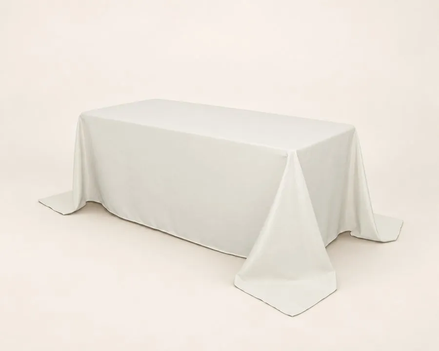 Ivory Polyester Rectangle Tablecloth 90"x132" (6ft)