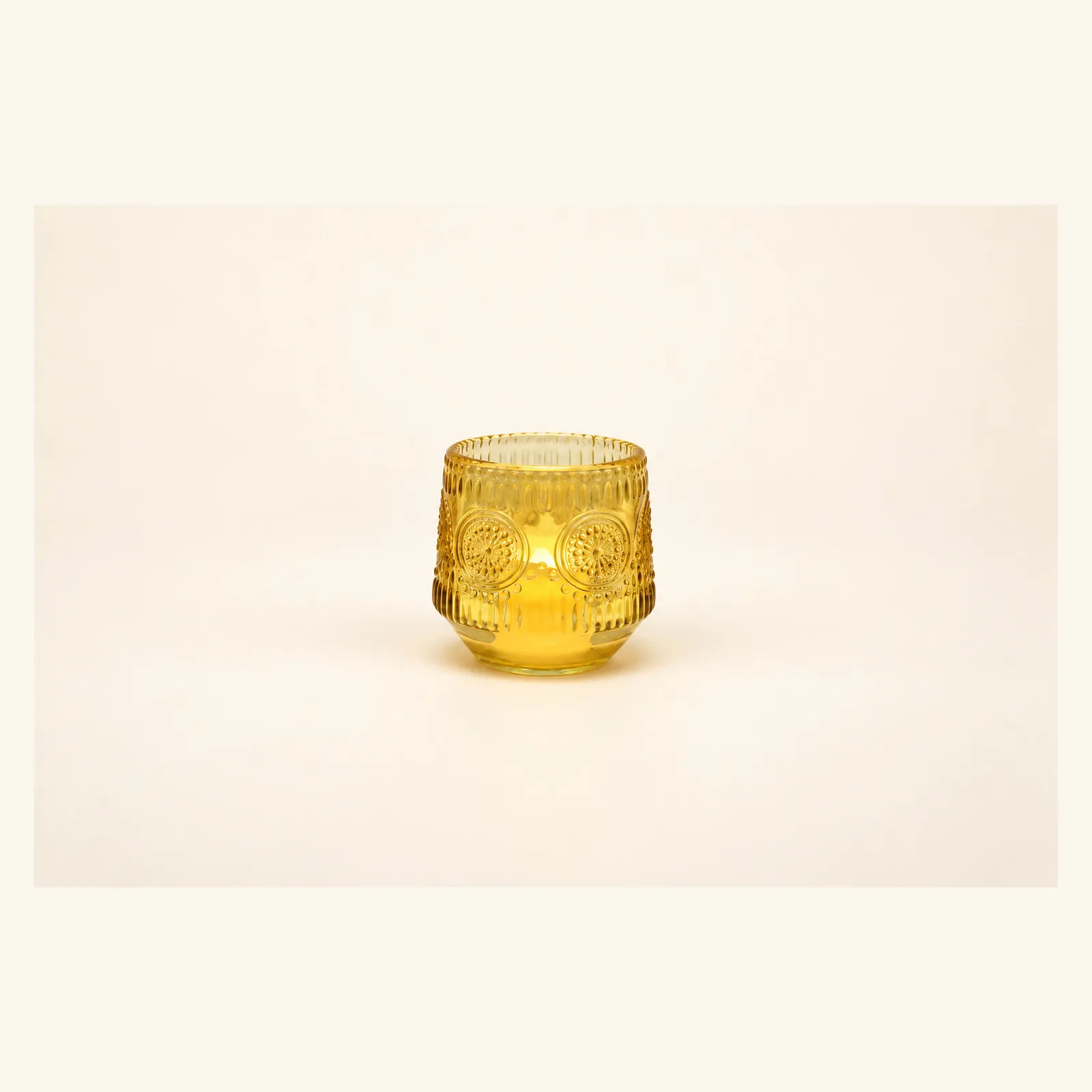 Yellow Medallion Votive Candle Holder