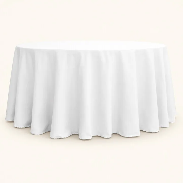 White Polyester Tablecloth (120" round)