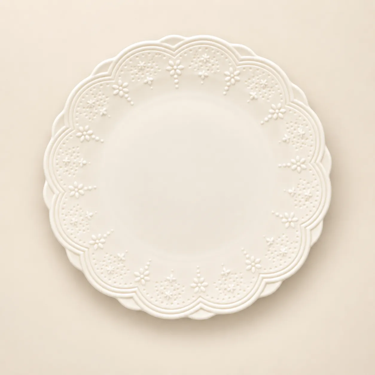Ivory Lace Embossed Dinner Plate 11"