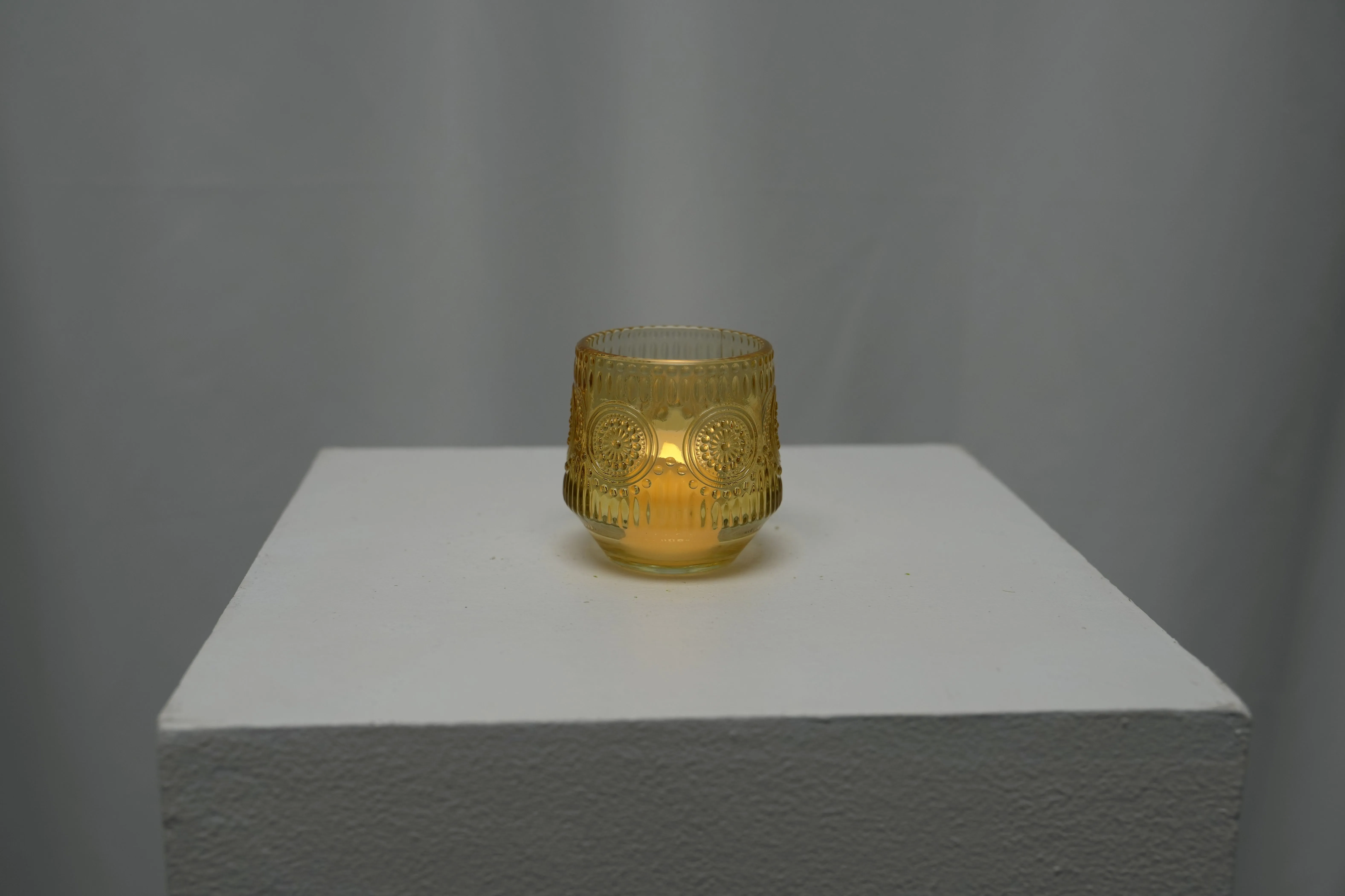 Yellow Medallion Votive Candle Holder