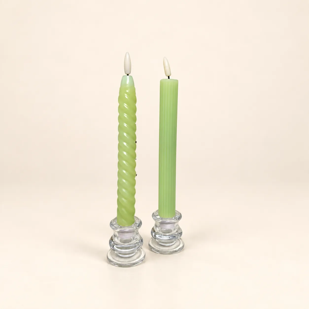 Pastel Green Flameless Taper Candle