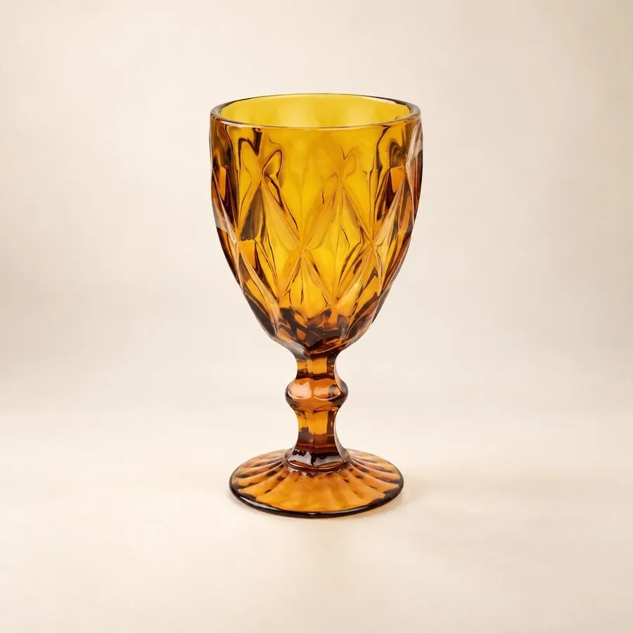Golden Brown Retro Glass Goblet