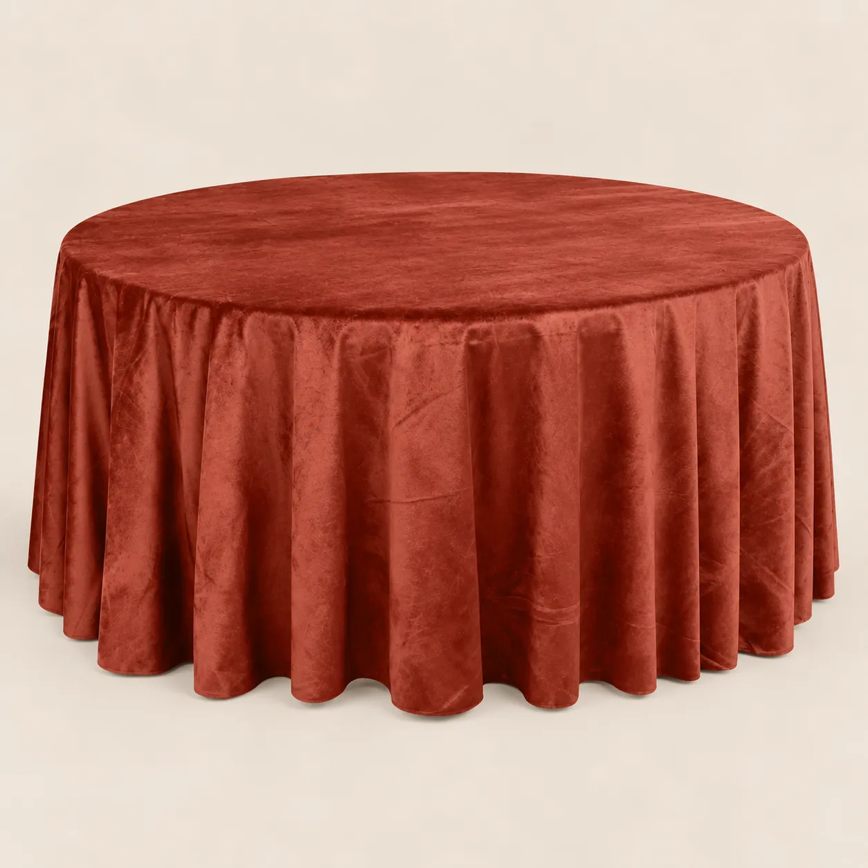 Rust Velvet Round Tablecloth 120"