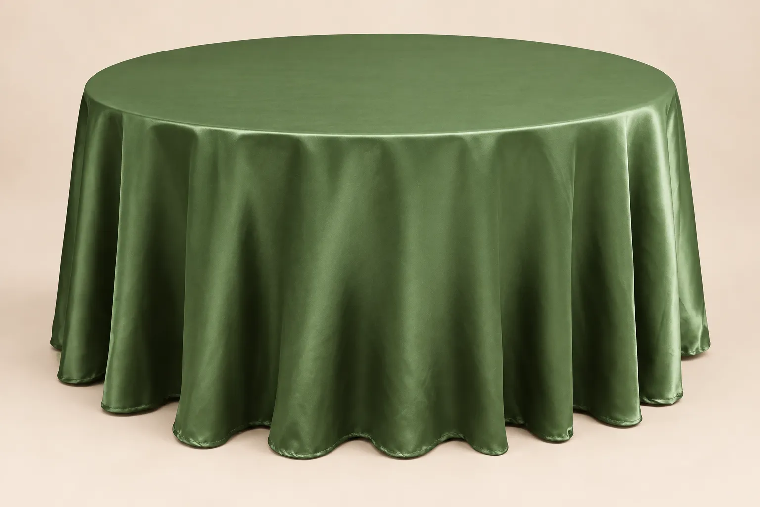 Olive Green Satin Round Tablecloth 120"