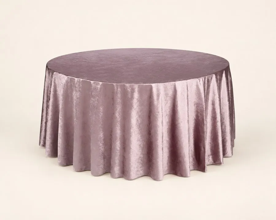 Mauve Velvet Round Tablecloth 120"