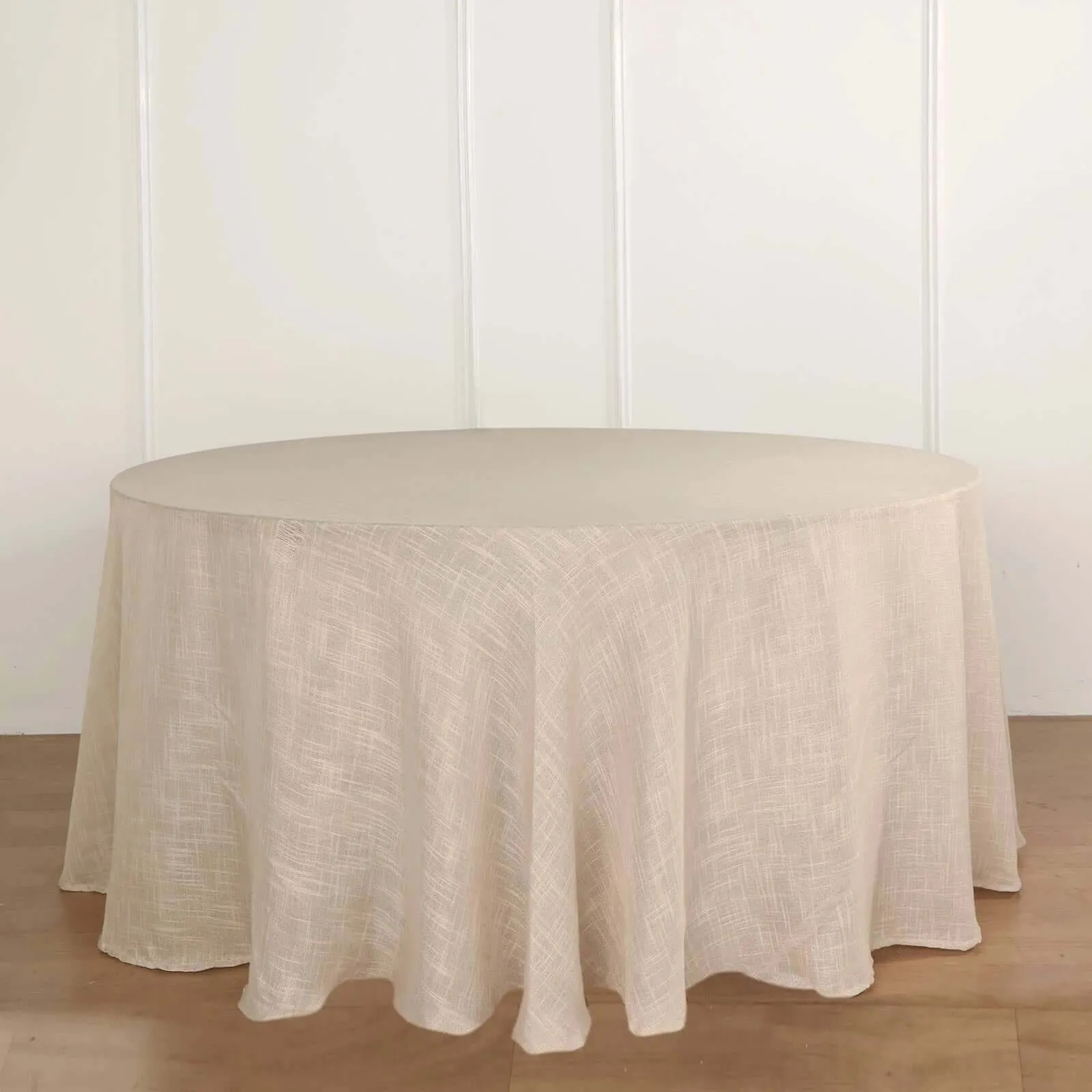 Beige Linen Round Tablecloth 120"