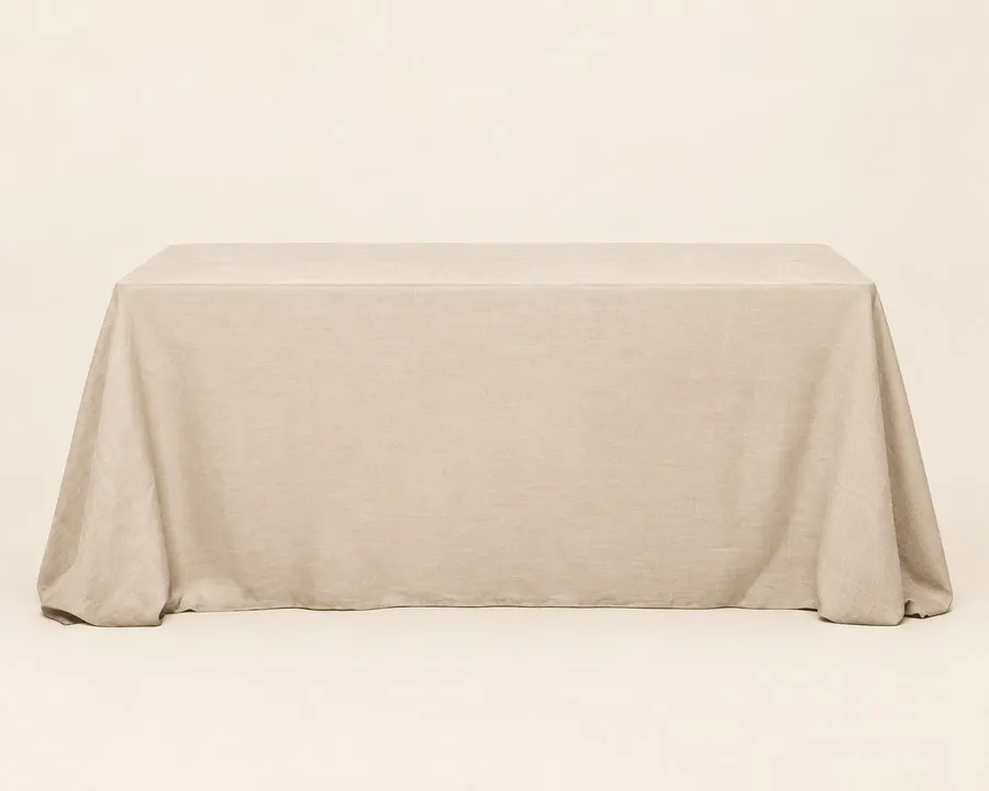 Beige Linen Tablecloth 90"x156" (8ft)
