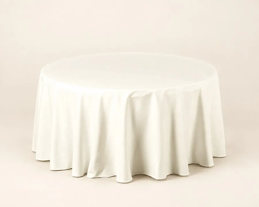Ivory Polyester Round Tablecloth 120" 