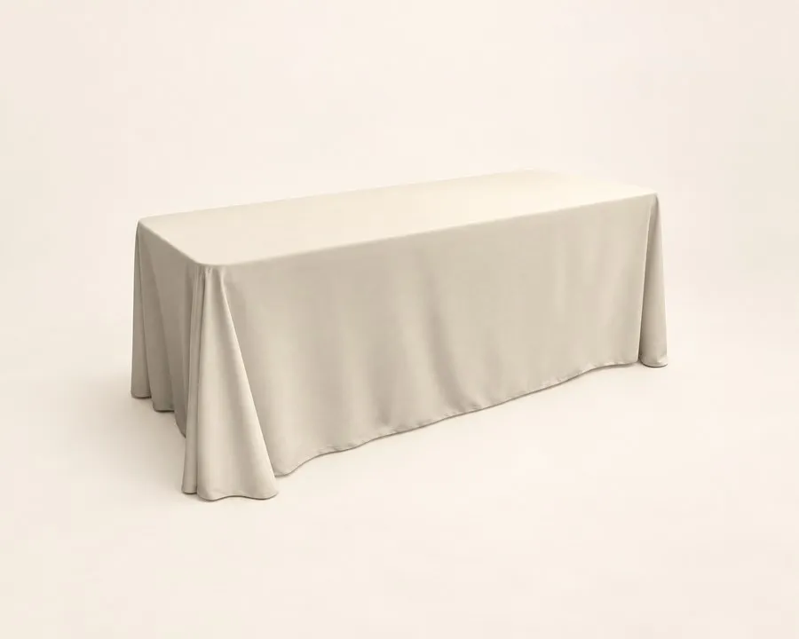 Beige Polyester Rectangle Tablecloth 90"x132" (6ft)
