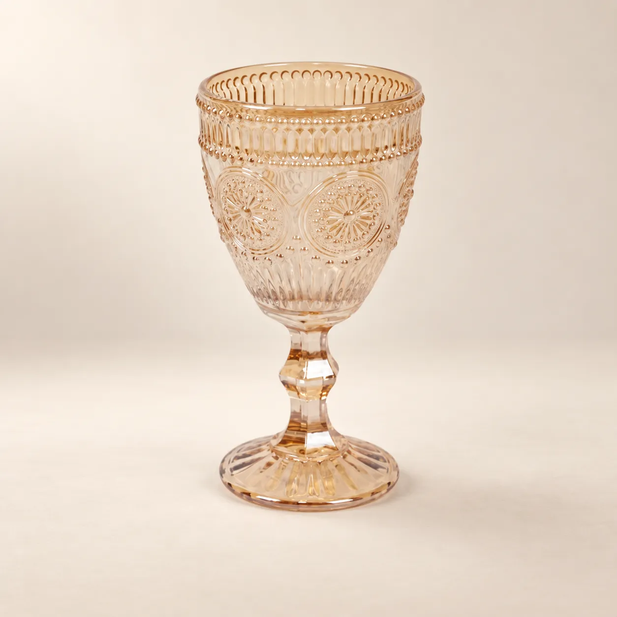 Amber Gold Glass Goblet