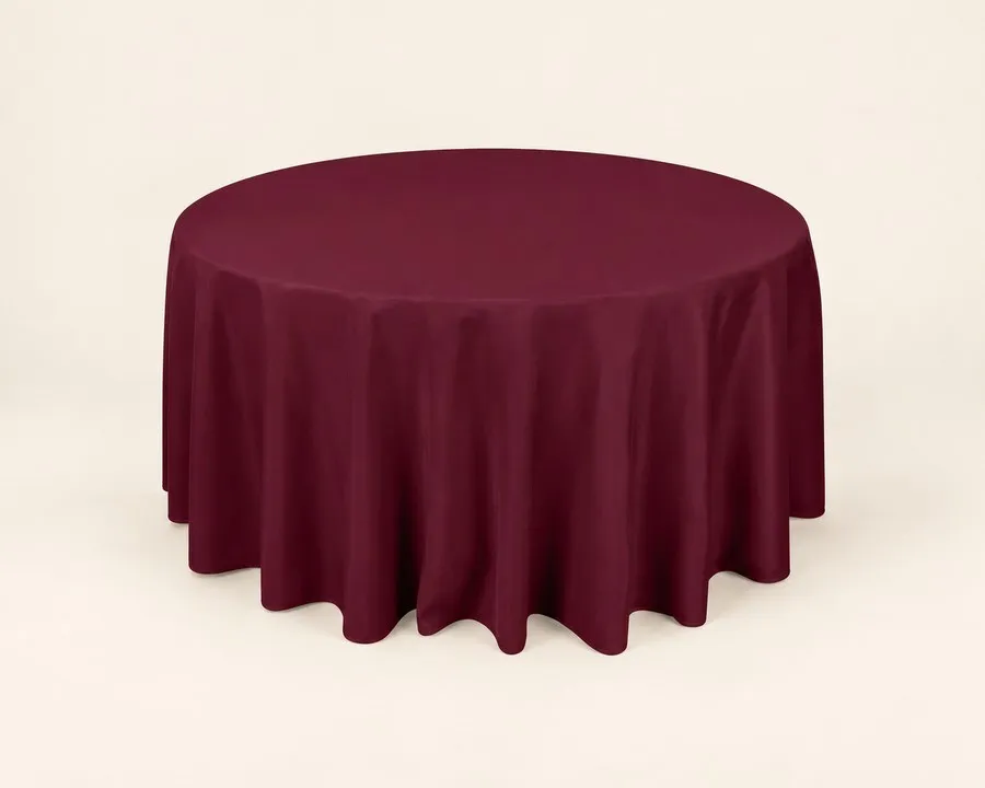 Burgundy Polyester Round Tablecloth 120"