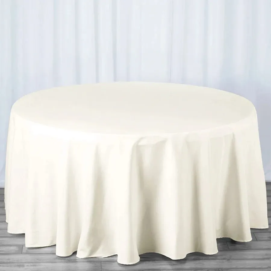 Ivory Polyester Round Tablecloth 120" 