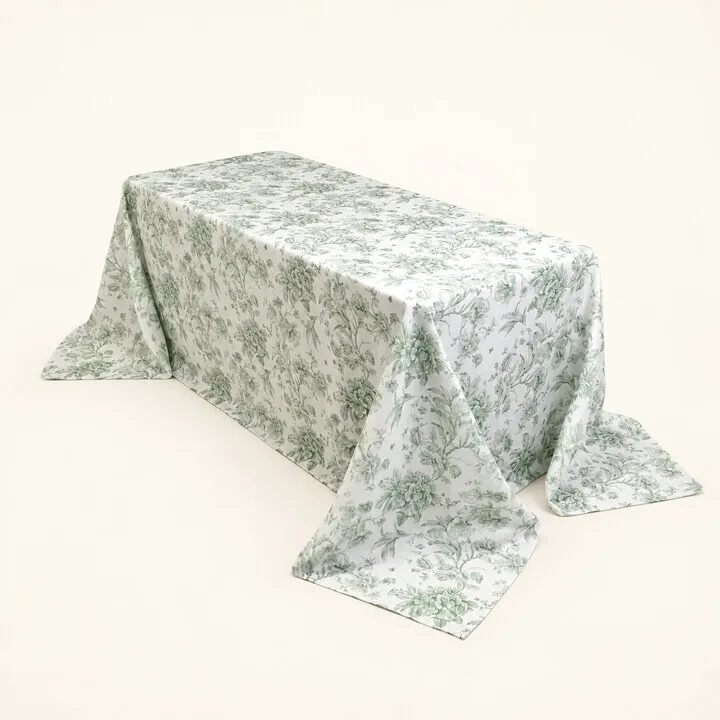Sage & White Tablecloth 90"x132" (6ft)