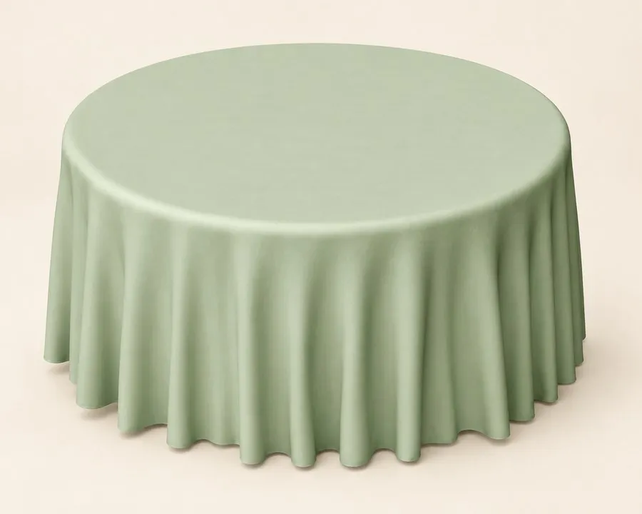 Sage Green Polyester Round Tablecloth 120"