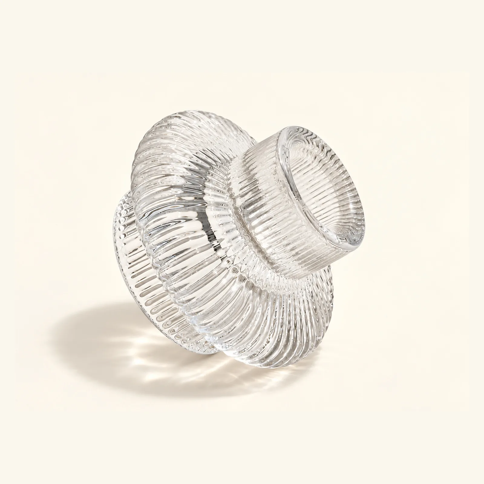 Clear Ribbed Taper Candle Holder