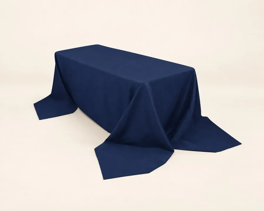 Navy Blue Polyester Rectangle Tablecloth 90"x156" (8ft)