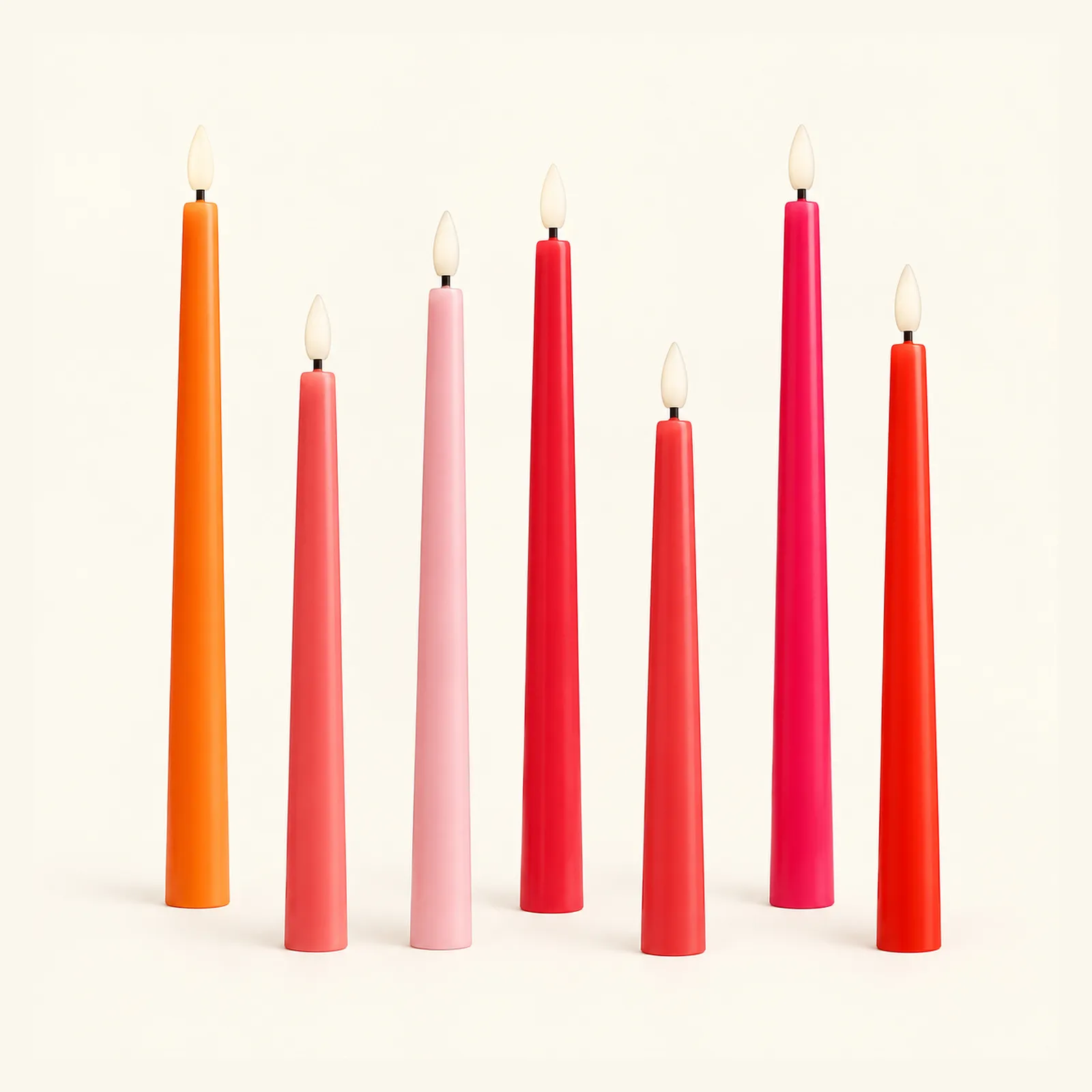 Vibrant Orange & Pink Flameless Taper Candle Collection