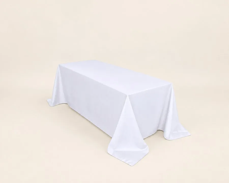 White Polyester Rectangle Tablecloth 90" x 156" (8ft table)