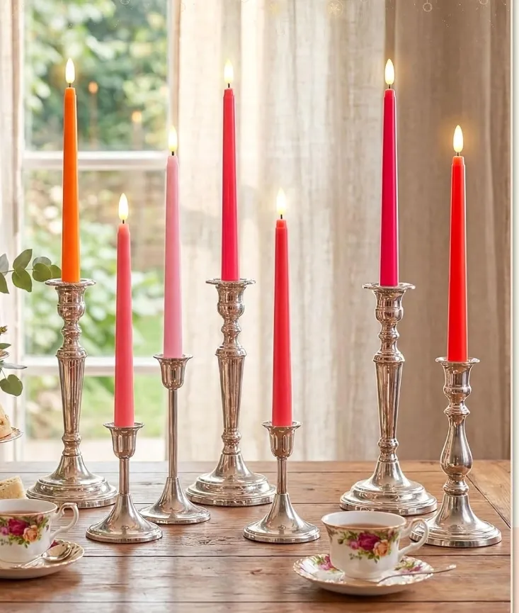 Vibrant Orange & Pink Flameless Taper Candle Collection