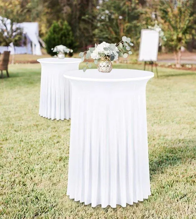 White Polyester Round Tablecloth (108") (cocktail table) 