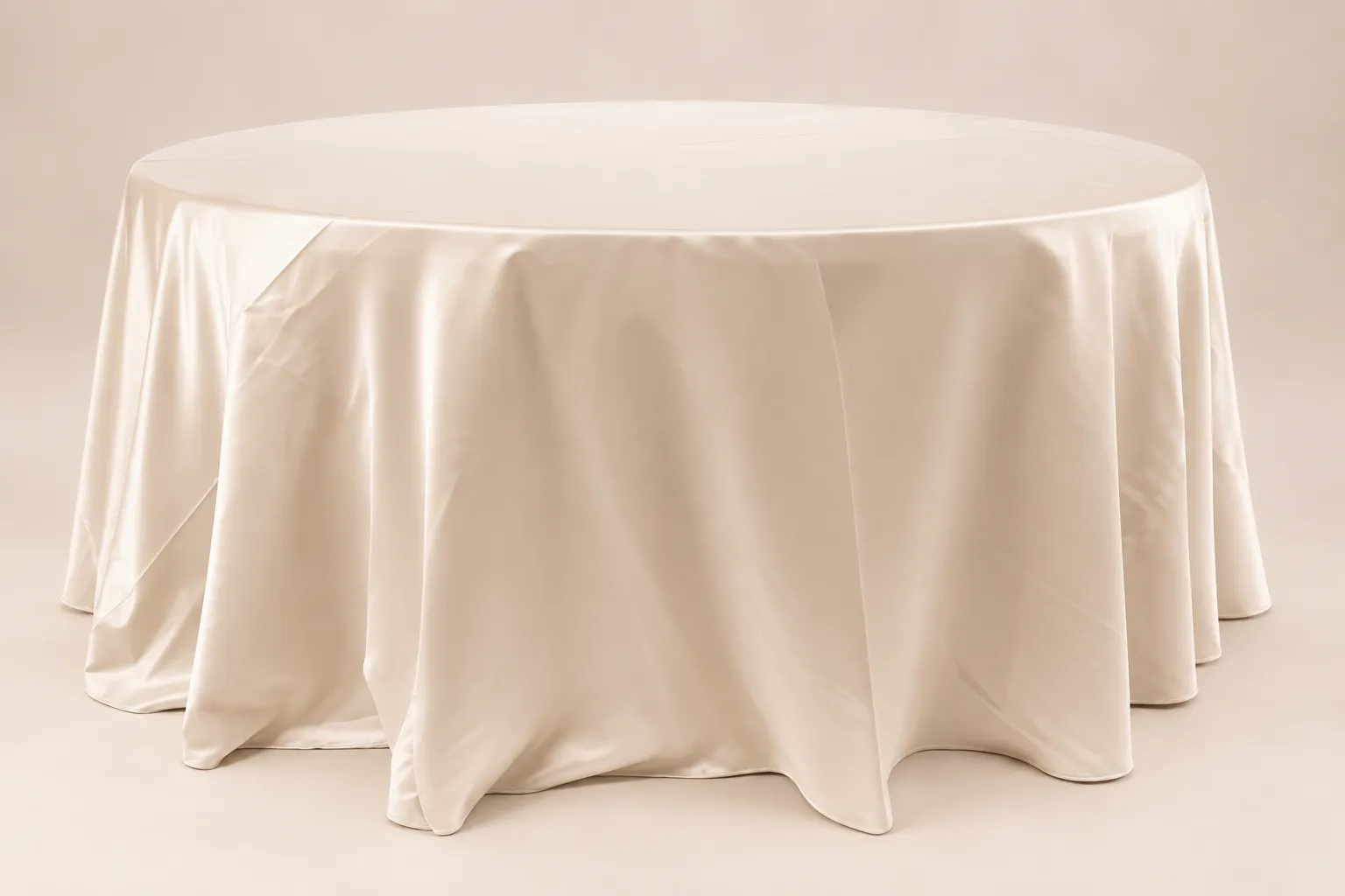 Beige Satin Round Tablecloth 120"