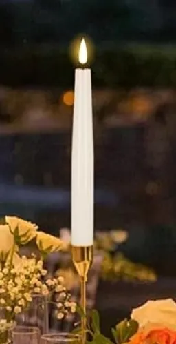 Short White Flameless Real Wax Taper Candle