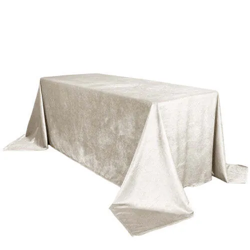 Ivory Velvet Rectangle Tablecloth 90"x156" (8ft)
