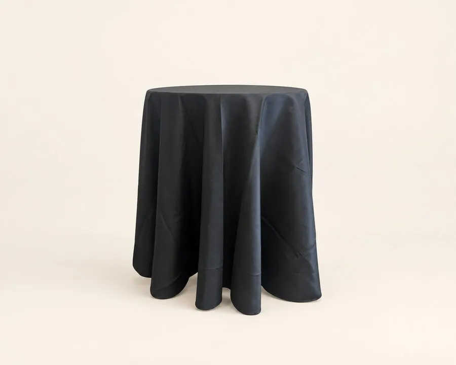 Black Polyester Round Tablecloth 108" (cocktail table)