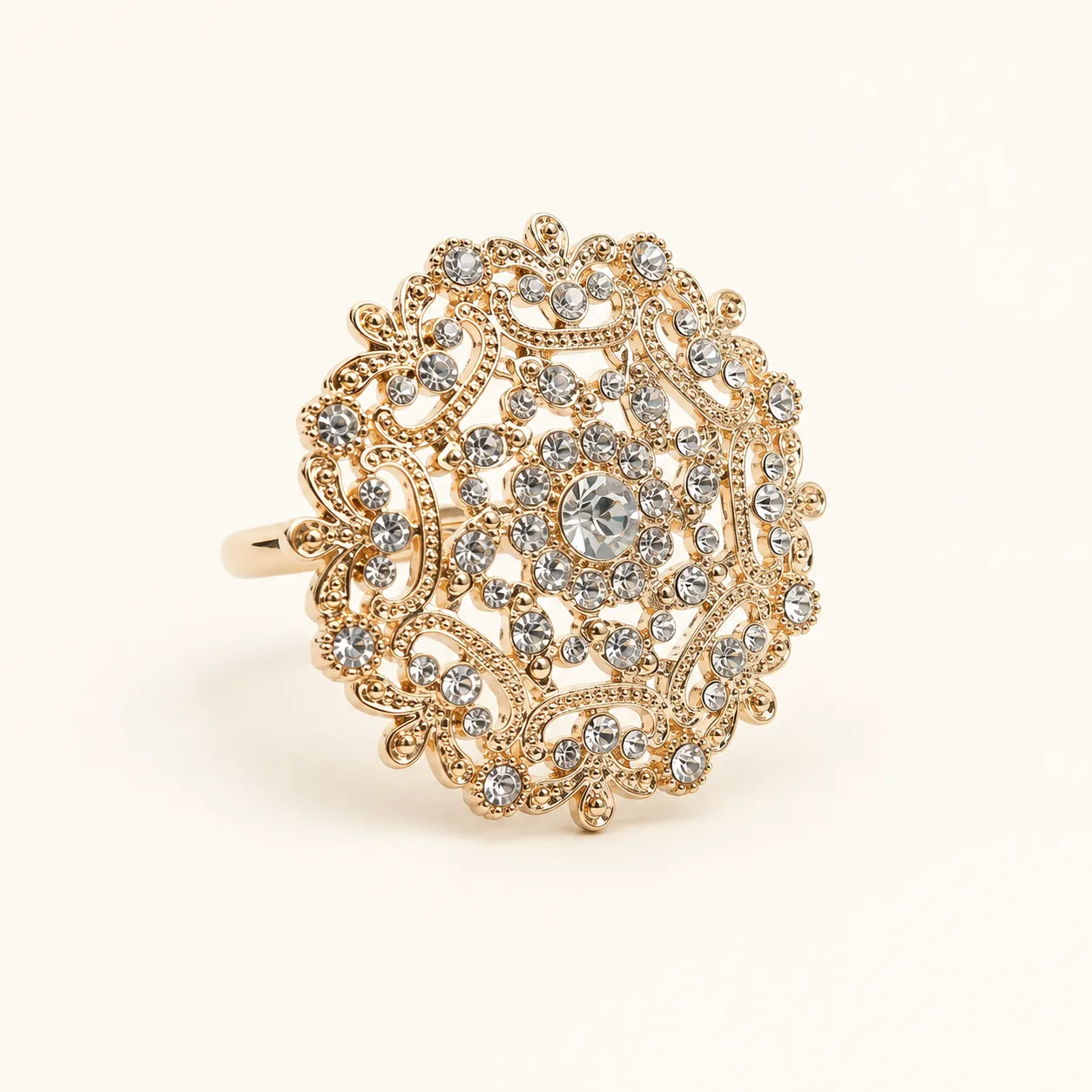 Gold Metal Rhinestone Napkin Ring
