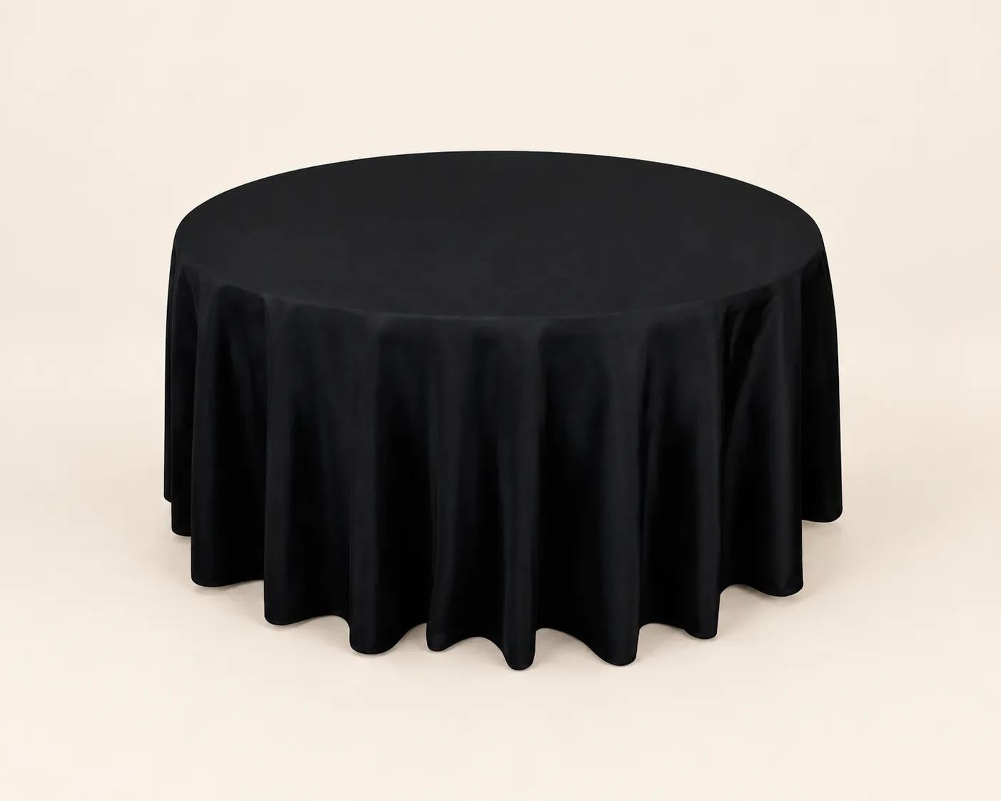 Black Polyester Round Tablecloth 120"