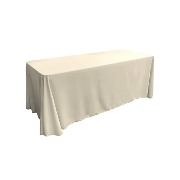 Beige Polyester Rectangle Tablecloth 90"x132" (6ft)