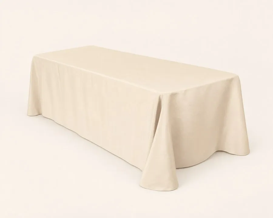 Beige Polyester Rectangle Tablecloth 90"x156" (8ft)